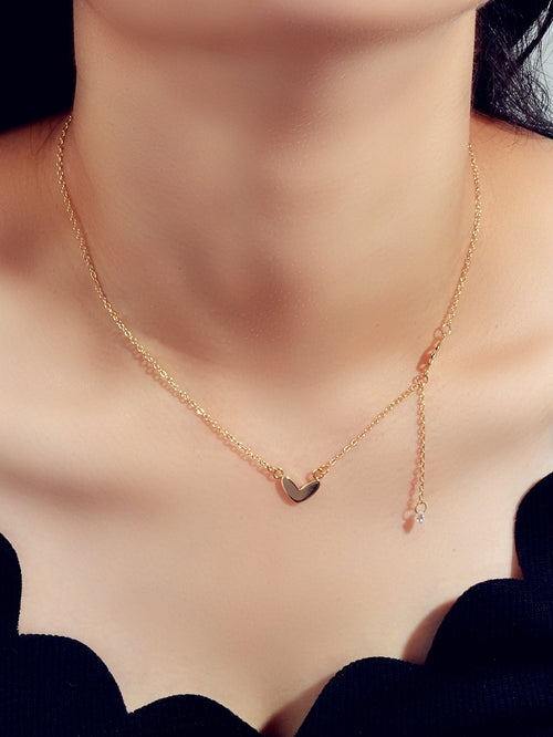 Dainty Party Gift Costume Jewellery Gold Chain Circle Heart Charm