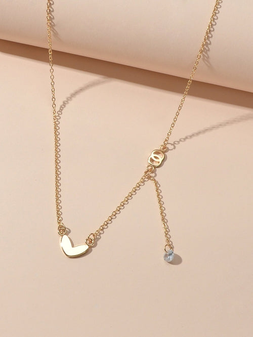 Dainty Party Gift Costume Jewellery Gold Chain Circle Heart Charm