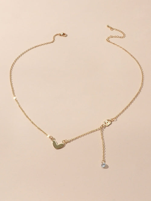 Dainty Party Gift Costume Jewellery Gold Chain Circle Heart Charm